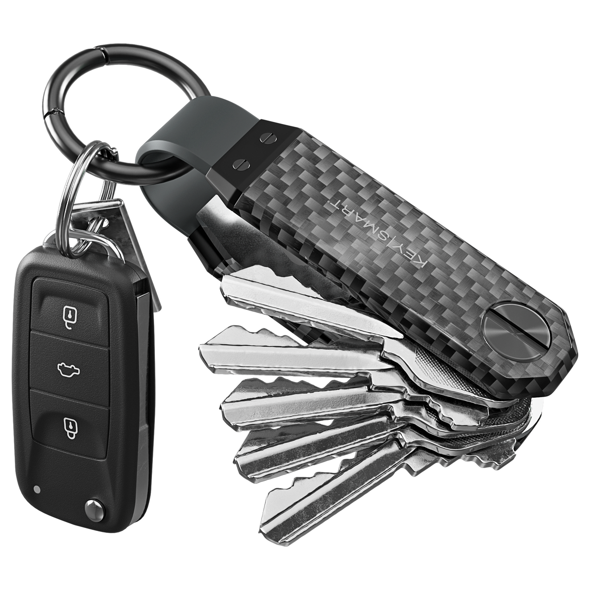 Leather key ring with black carbon fiber inserts kit