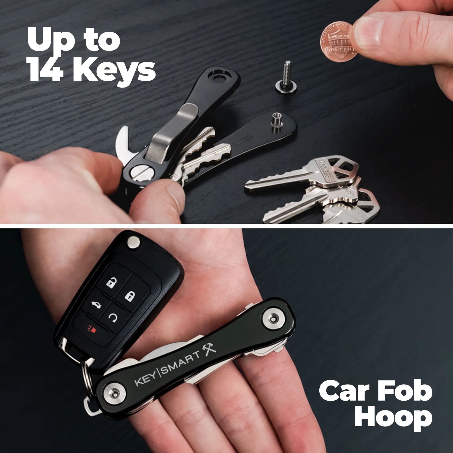 KeySmart Rugged - Llavero multiherramienta con clip para cinturón y  abrebotellas (hasta 14 llaves, azul)